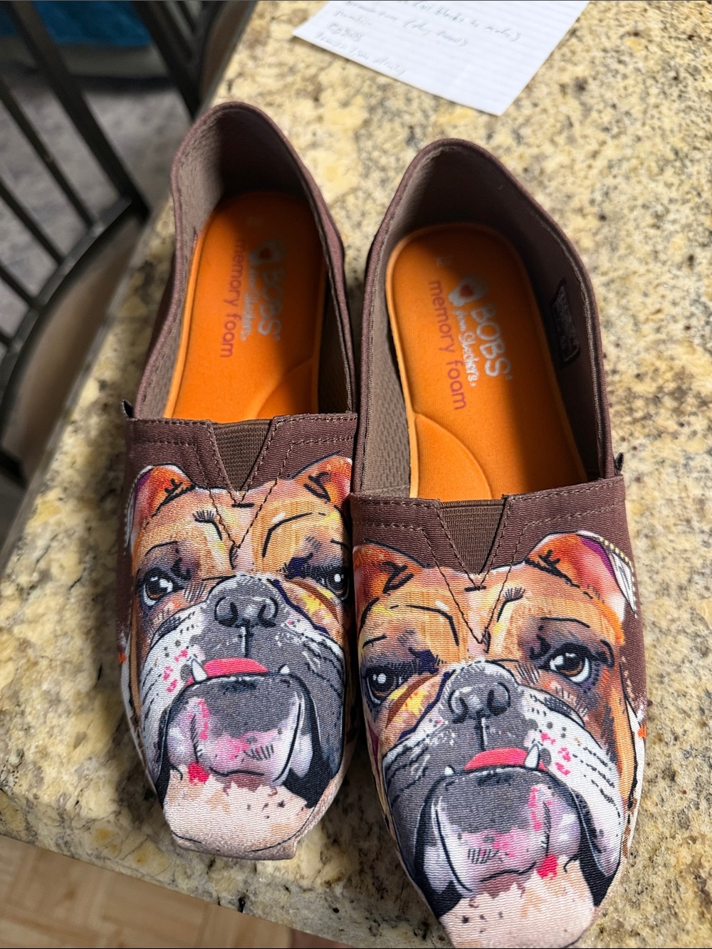 Women’s Brown Bulldog Print Slip-On Flats